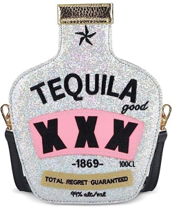 Glitter Tequila Iconic Swing Box Clutch 111-PPC5230 SILVER/